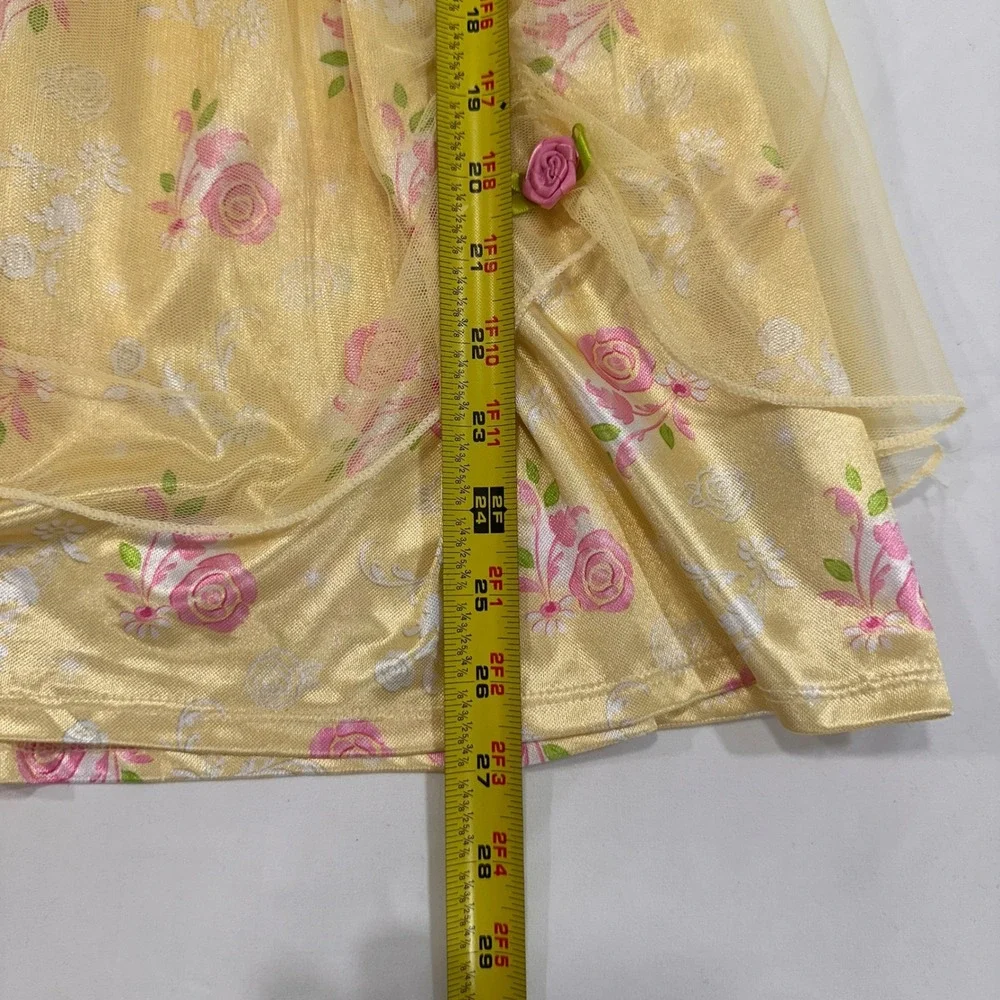 Disney Princess Belle Nightgown Kids 4T Yellow Floral Mesh Overlay Princesscore - Picture 6 of 6